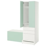 SMÅSTAD / UPPFÖRA Rangement, blanc vert clair/avec banc, 59x25 5/8x77 1/8 "