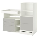 SMÅSTAD / UPPFÖRA Table à langer, blanc gris/avec bibliothèque, 59x31 1/2x53 1/2 "