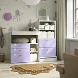 SMÅSTAD / UPPFÖRA Table à langer, blanc mauve/avec bibliothèque, 59x31 1/2x53 1/2 "