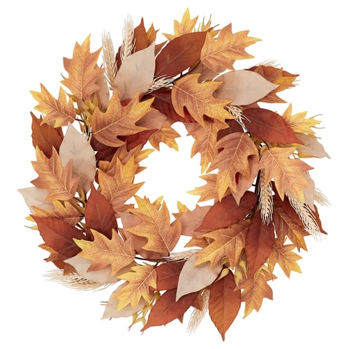 SMYCKA Couronne artificielle, intérieur/extérieur/feuille orange-brun, 23 ½ "