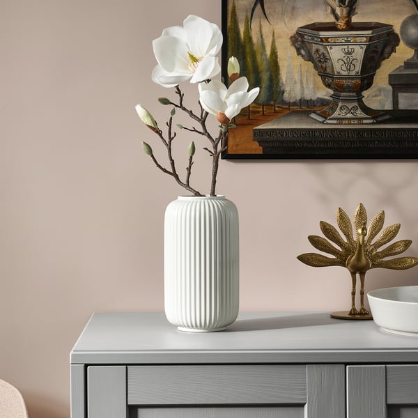 SMYCKA Fleur artificielle, intérieur/extérieur/magnolia blanc, 24 "