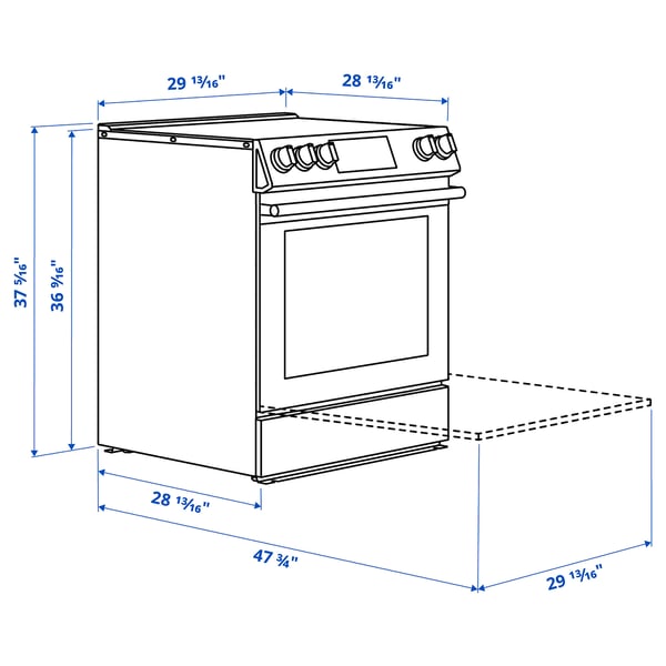 SNESSLINGE Cuisinière à surface vitrocéramique, acier inox, 30 "