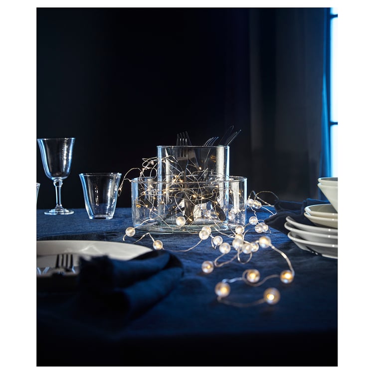 SNÖYRA Guirlande lumineuse DEL 40 ampoules, intérieur, à pile gris argent. IKEA Canada IKEA CA
