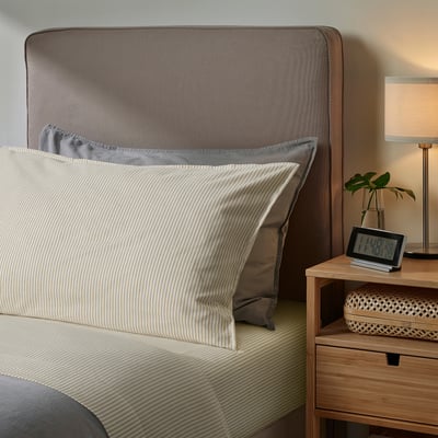 SOLFIBBLA Ensemble draps, blanc beige/rayure, 1 place