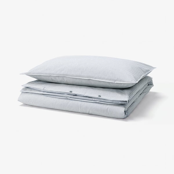 SOLFIBBLA Housse de couette et taie(s), blanc bleu/rayure, 1 place