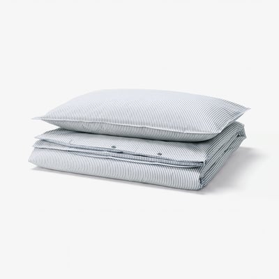 SOLFIBBLA Housse de couette et taie(s), blanc bleu/rayure, 1 place