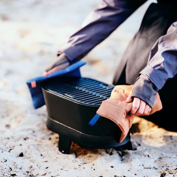 SOLUPPGÅNG Poignée, bleu/brun, 8x8 "