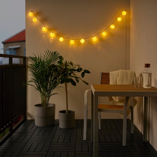 SOLVINDEN Guirlande lumineuse à DEL 12 amp, extérieur/à pile blanc