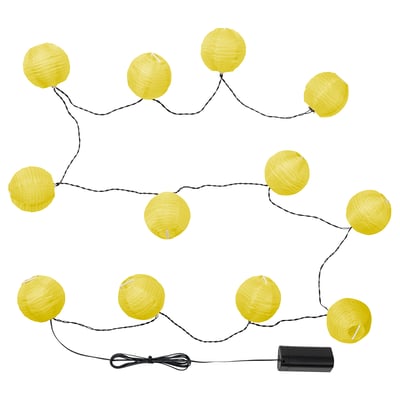 SOLVINDEN Guirlande lumineuse à DEL 12 amp, extérieur/à pile jaune