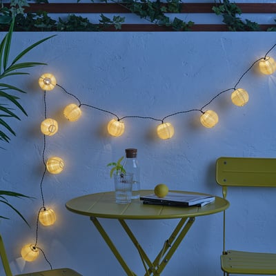 SOLVINDEN Guirlande lumineuse à DEL 12 amp, extérieur/à pile jaune