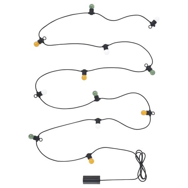 SOLVINDEN Guirlande lumineuse DEL 12 ampoules, à pile/extérieur multicolore
