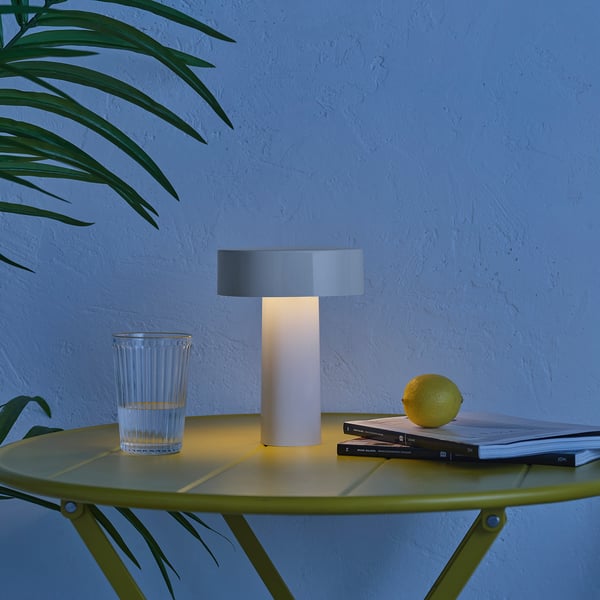 SOLVINDEN Lampe de table à DEL, à pile/extérieur blanc, 7 7/8 "
