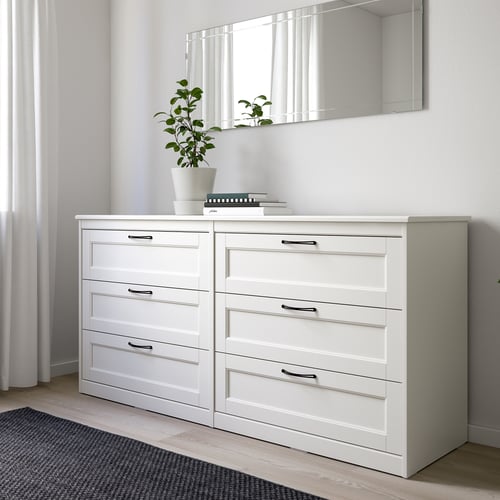 SONGESAND Commode à 6 tiroirs, blanc, 161x81cm. Magasinez chez IKEA