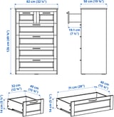 SONGESAND Commode à 6 tiroirs, brun, 32 1/4x49 5/8 "