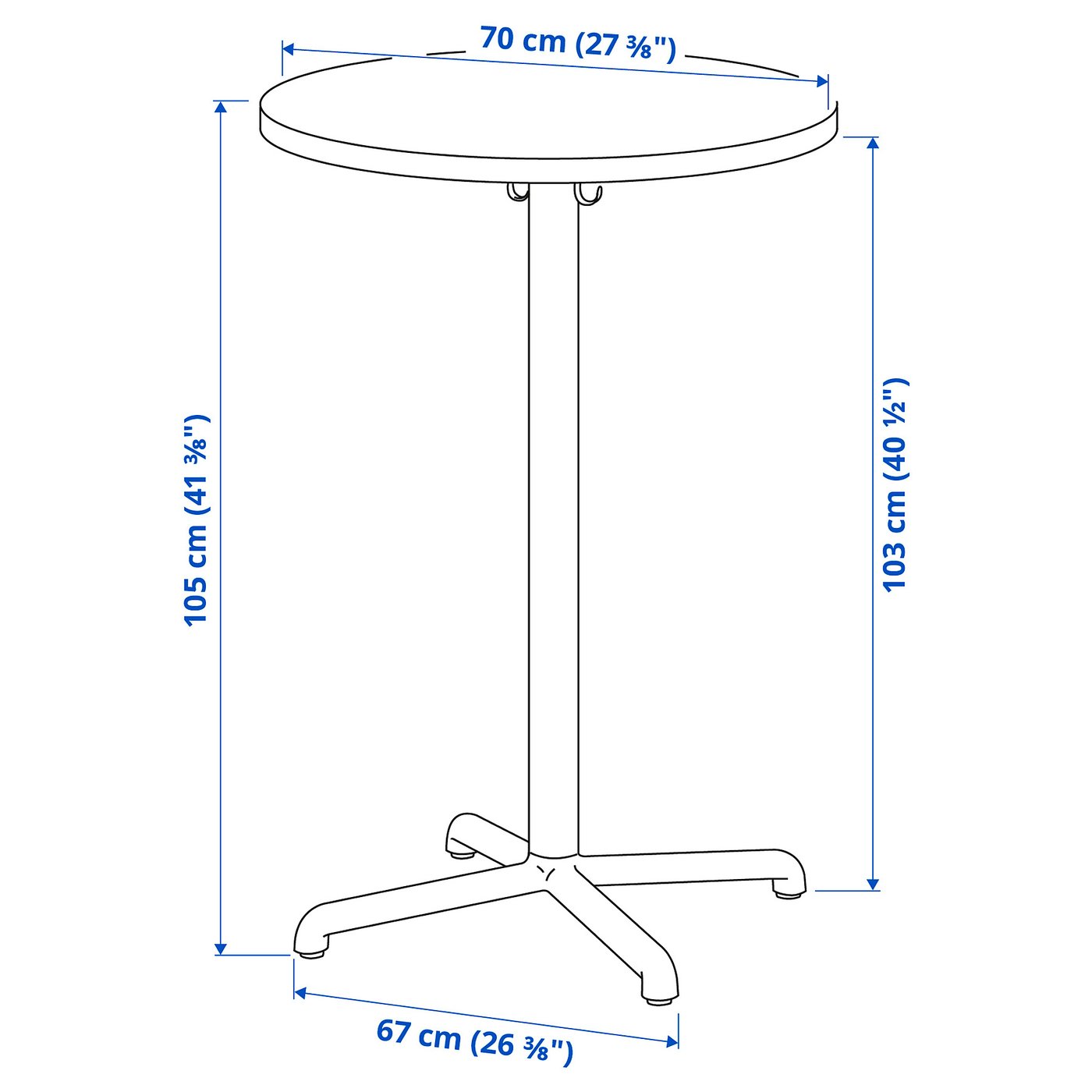 STENSELE table haute, anthracite/anthracite, 70 cm (273/8