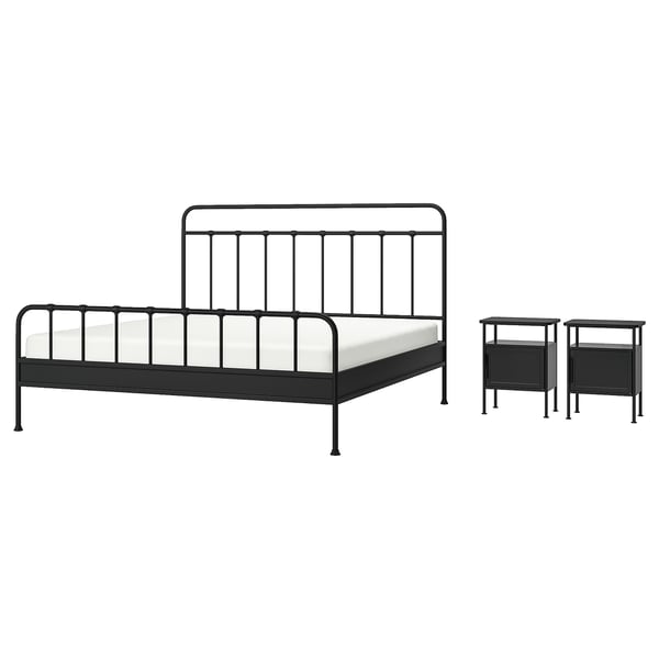 STJÄRNÖ / GRÅFJÄLLET Mobilier chambre, ensemble de 3, anthracite, Très grand 2 places