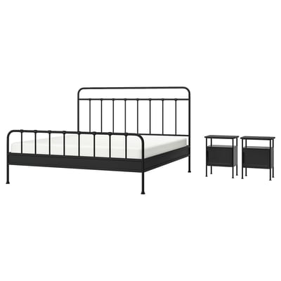 STJÄRNÖ / GRÅFJÄLLET Mobilier chambre, ensemble de 3, anthracite, Très grand 2 places