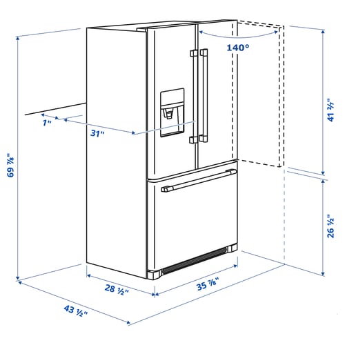 STJÄRNSTATUS réfrigérateur 2 portes, noir à profondeur de comptoir, 640