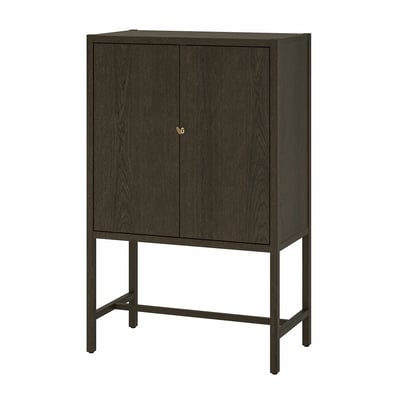 STOCKHOLM 2025 Armoire 2 portes, chêne plaqué/brun foncé, 31 1/2x15 7/8x49 3/8 "