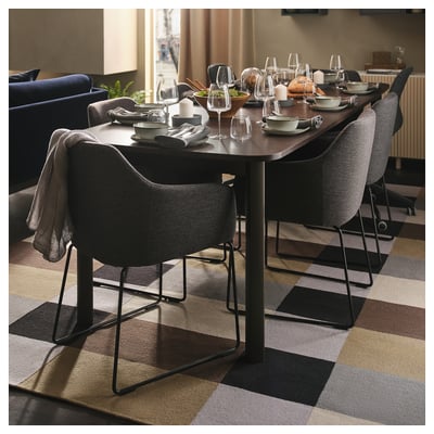 STOCKHOLM Tapis tissé plat, fait main/à carreaux brun, 8 ' 2 "x11 ' 6 "