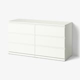 STORKLINTA Commode à 6 tiroirs, blanc/fonction ouverture/fixation, 55 1/8x18 7/8x29 1/2 "