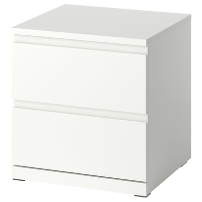 STORKLINTA Table de chevet, blanc/avec 2 tiroirs, 19 5/8x18 7/8x20 7/8 "