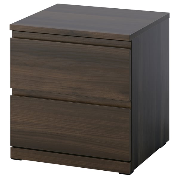 STORKLINTA Table de chevet, brun foncé eff chêne/avec 2 tiroirs, 19 5/8x18 7/8x20 7/8 "