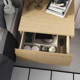 STORKLINTA Table de chevet, eff chêne/avec 2 tiroirs, 19 5/8x18 7/8x20 7/8 "