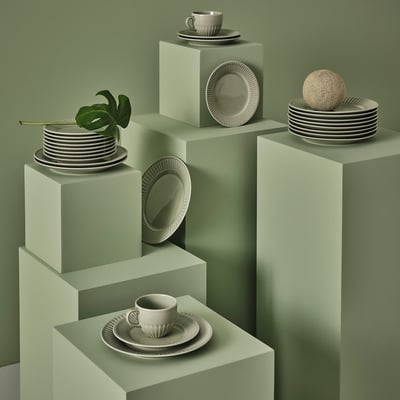 STRIMMIG Assiette à salade, grès gris-vert pâle, 8 "