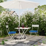 SUNDSÖ Table et 2 chaises pliantes, extérieur blanc cassé/blanc cassé Klösan bleu foncé, 25 5/8x25 5/8 "