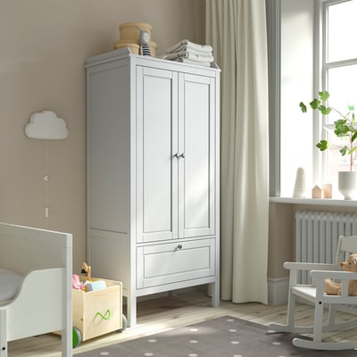SUNDVIK Armoire-penderie, gris, 31 1/2x19 5/8x67 3/8 "