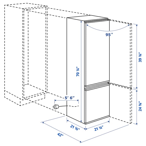 SUPERKALL Réfrigérateur encastrable, encastrable, 8.8 cu.ft