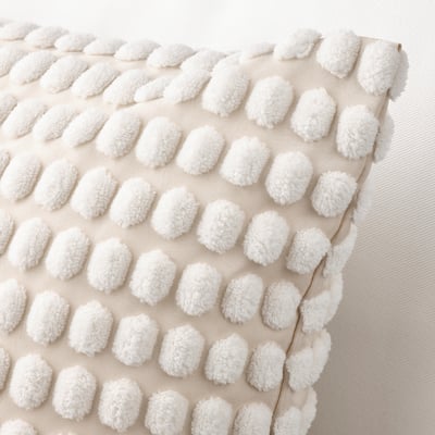 Coussin Décoratif Clara Velours Blanc Cassé - Motif Floral Brodé 3D - Anthology (Neuf)