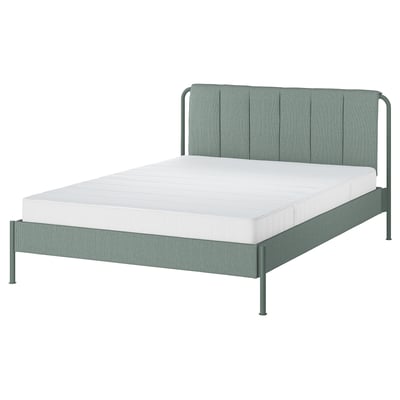 TÄLLÅSEN Structure lit matelassée+matelas, Kulsta gris-vert/Vesteröy ferme, Grand 2 places