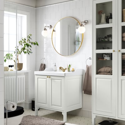 TÄNNFORSEN Meuble-lavabo à portes, blanc, 30x21x25 1/8 "