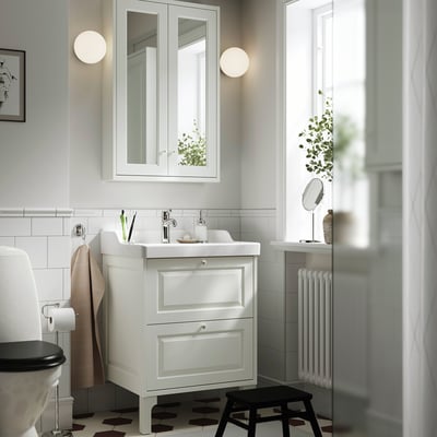 TÄNNFORSEN Meuble-lavabo à tiroirs, blanc, 24x21x25 1/8 "