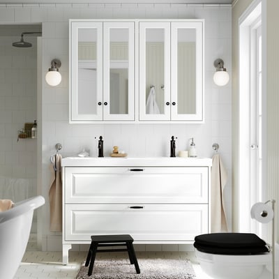 TÄNNFORSEN Meuble-lavabo à tiroirs, blanc, 48x21x25 1/8 "