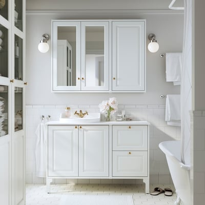 TÄNNFORSEN Meuble-lavabo à tiroirs, blanc, 18x21x25 1/8 "