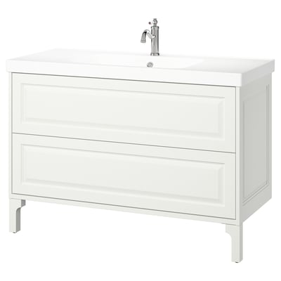 TÄNNFORSEN / ORRSJÖN Meuble à tiroirs/lavabo/mitigeur, blanc, 49x21 3/4x34 5/8 "