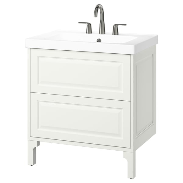 TÄNNFORSEN / ORRSJÖN Meuble à tiroirs/lavabo/mitigeur, blanc, 31x21 3/4x34 5/8 "