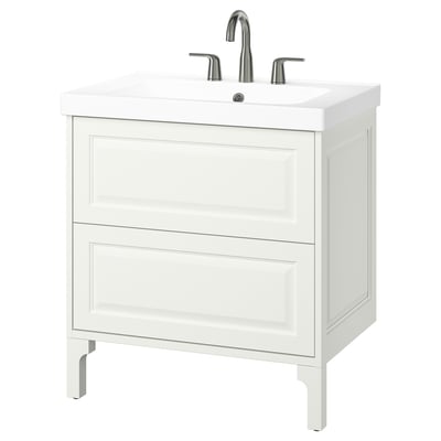 TÄNNFORSEN / ORRSJÖN Meuble à tiroirs/lavabo/mitigeur, blanc, 31x21 3/4x34 5/8 "