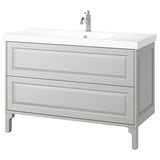 TÄNNFORSEN / ORRSJÖN Meuble à tiroirs/lavabo/mitigeur, gris clair, 49x21 3/4x34 5/8 "