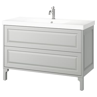 TÄNNFORSEN / ORRSJÖN Meuble à tiroirs/lavabo/mitigeur, gris clair, 49x21 3/4x34 5/8 "