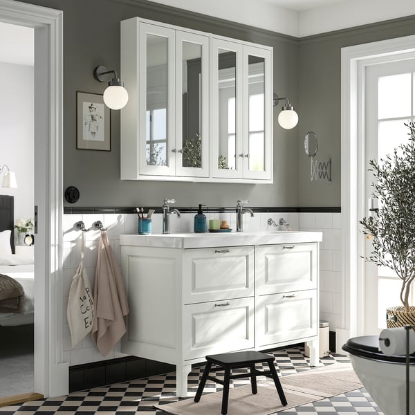 TÄNNFORSEN / ORRSJÖN Meuble de sdb avec lavabo, blanc, 49x21 3/4x34 5/8 "