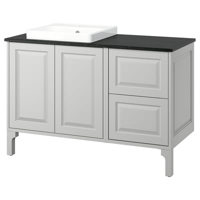 TÄNNFORSEN / ORRSJÖN Meuble de sdb avec lavabo, gris clair/noir marbré, 49x21 1/2x35 3/8 "