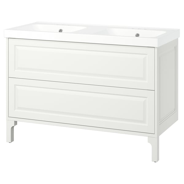 TÄNNFORSEN / ORRSJÖN Meuble sdb avec tiroirs/lavabo, blanc, 49x21 3/4x34 5/8 "