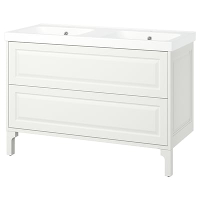TÄNNFORSEN / ORRSJÖN Meuble sdb avec tiroirs/lavabo, blanc, 49x21 3/4x34 5/8 "