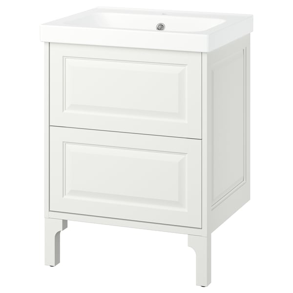 TÄNNFORSEN / ORRSJÖN Meuble sdb avec tiroirs/lavabo, blanc, 25x21 3/4x34 5/8 "