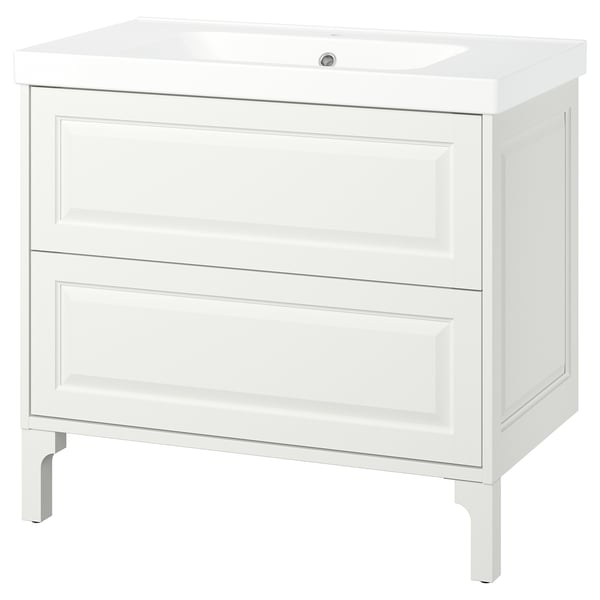 TÄNNFORSEN / ORRSJÖN Meuble sdb avec tiroirs/lavabo, blanc, 37x21 3/4x34 5/8 "