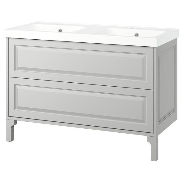TÄNNFORSEN / ORRSJÖN Meuble sdb avec tiroirs/lavabo, gris clair, 49x21 3/4x34 5/8 "
